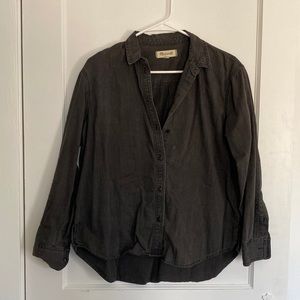 Madewell Black Denim Chambray Button Down Shirt Size Small